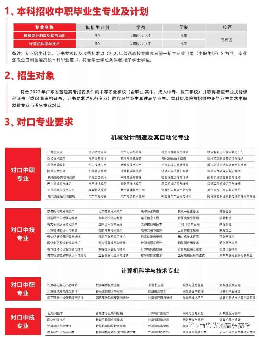 广东白云学院2022年3+证书本科批次招生专业及计划出炉(图1)